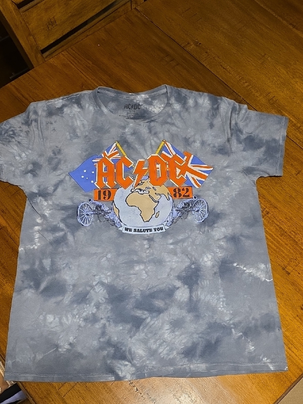AC/DC 1982 "We Salute You" Tie-Dye Tee Sz L